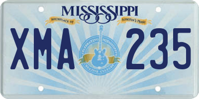 MS license plate XMA235