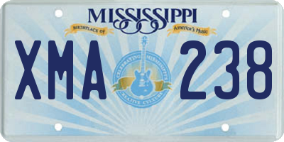 MS license plate XMA238