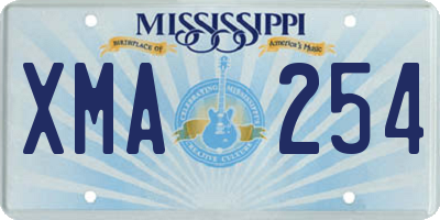 MS license plate XMA254