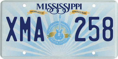 MS license plate XMA258