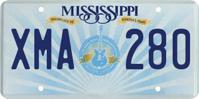 MS license plate XMA280