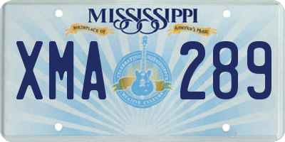 MS license plate XMA289
