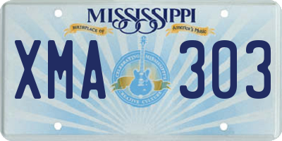 MS license plate XMA303