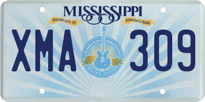 MS license plate XMA309