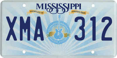 MS license plate XMA312