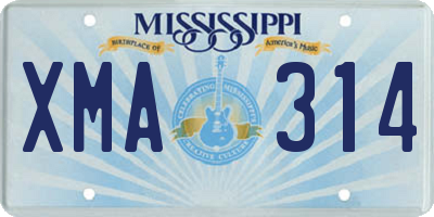 MS license plate XMA314