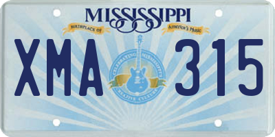 MS license plate XMA315