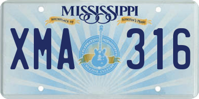 MS license plate XMA316