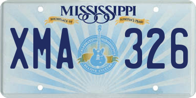 MS license plate XMA326