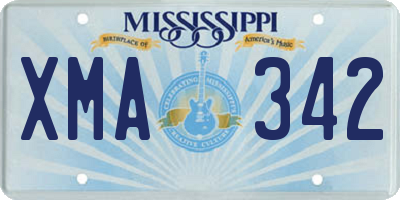 MS license plate XMA342