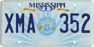 MS license plate XMA352