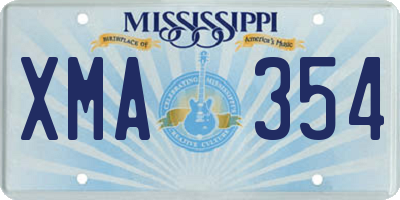 MS license plate XMA354