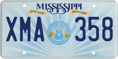 MS license plate XMA358