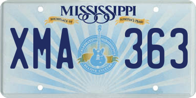 MS license plate XMA363