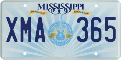 MS license plate XMA365