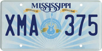 MS license plate XMA375