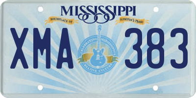 MS license plate XMA383