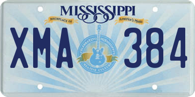 MS license plate XMA384