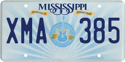 MS license plate XMA385