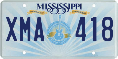 MS license plate XMA418