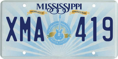 MS license plate XMA419
