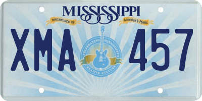 MS license plate XMA457