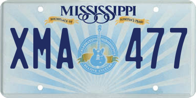 MS license plate XMA477