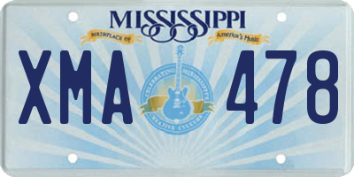 MS license plate XMA478