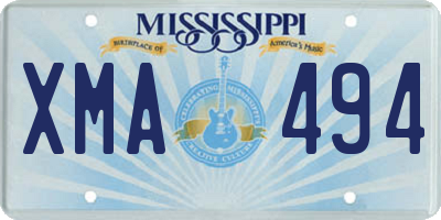 MS license plate XMA494