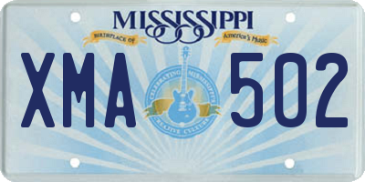 MS license plate XMA502
