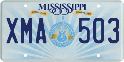 MS license plate XMA503