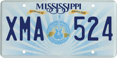 MS license plate XMA524