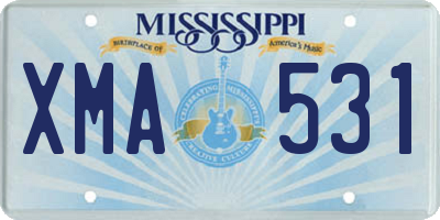 MS license plate XMA531