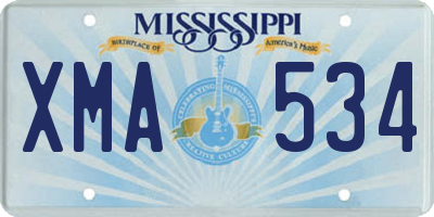 MS license plate XMA534