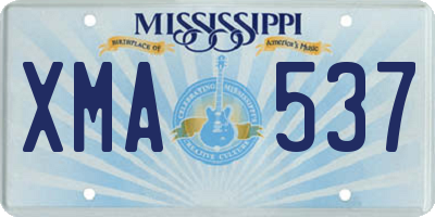 MS license plate XMA537