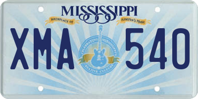 MS license plate XMA540