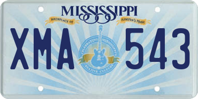 MS license plate XMA543