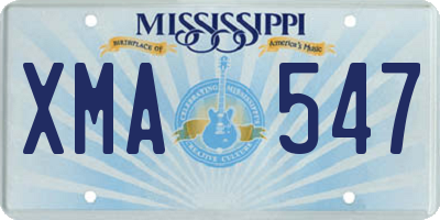 MS license plate XMA547