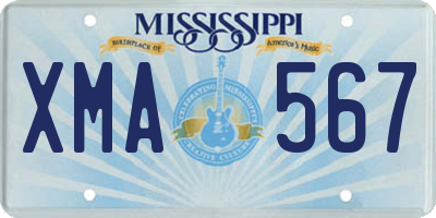 MS license plate XMA567