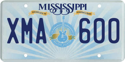 MS license plate XMA600