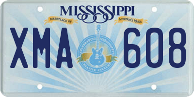 MS license plate XMA608