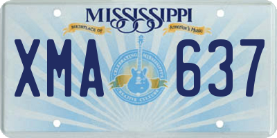 MS license plate XMA637