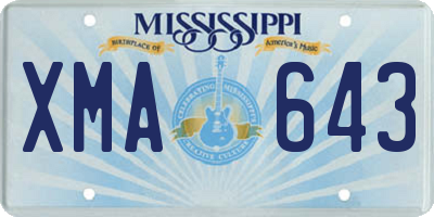 MS license plate XMA643