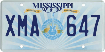 MS license plate XMA647
