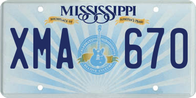 MS license plate XMA670