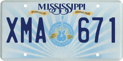 MS license plate XMA671