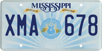 MS license plate XMA678