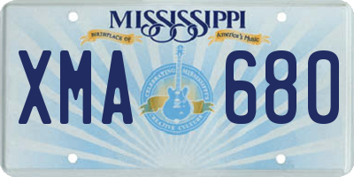 MS license plate XMA680