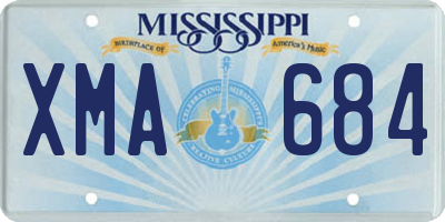 MS license plate XMA684