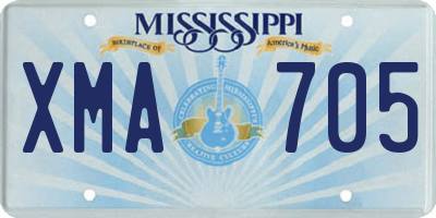 MS license plate XMA705